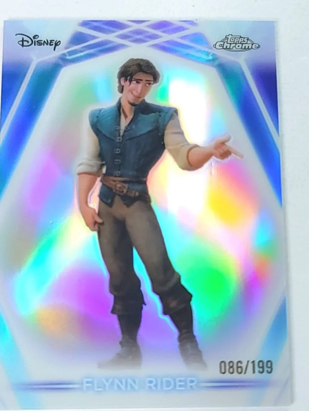 Flynn Rider Topps 2026 Disney Neon Holo Chrome Refractor Limited 086/199 CNE